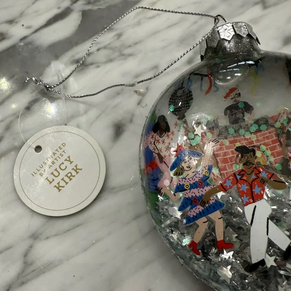 NWT Lucy Kirk Glass Colorful Rave DJ Christmas Ornament - Picture 3 of 6